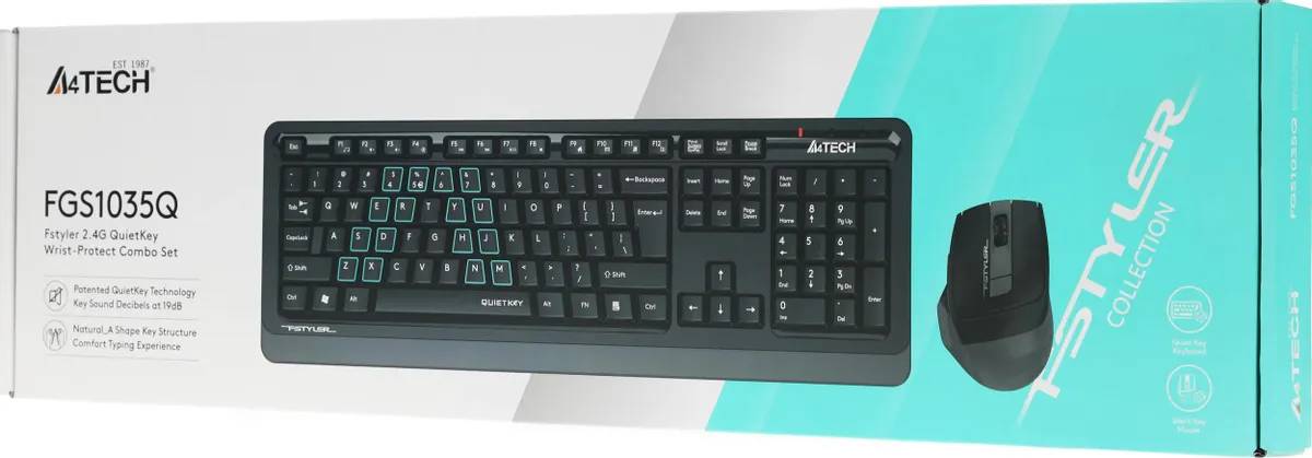 картинка Комплект A4tech Fstyler FGS1035Q; Wireless Multimedia Black/ Gray (FGS1035Q Grey) от магазина КомпьютерЦентр