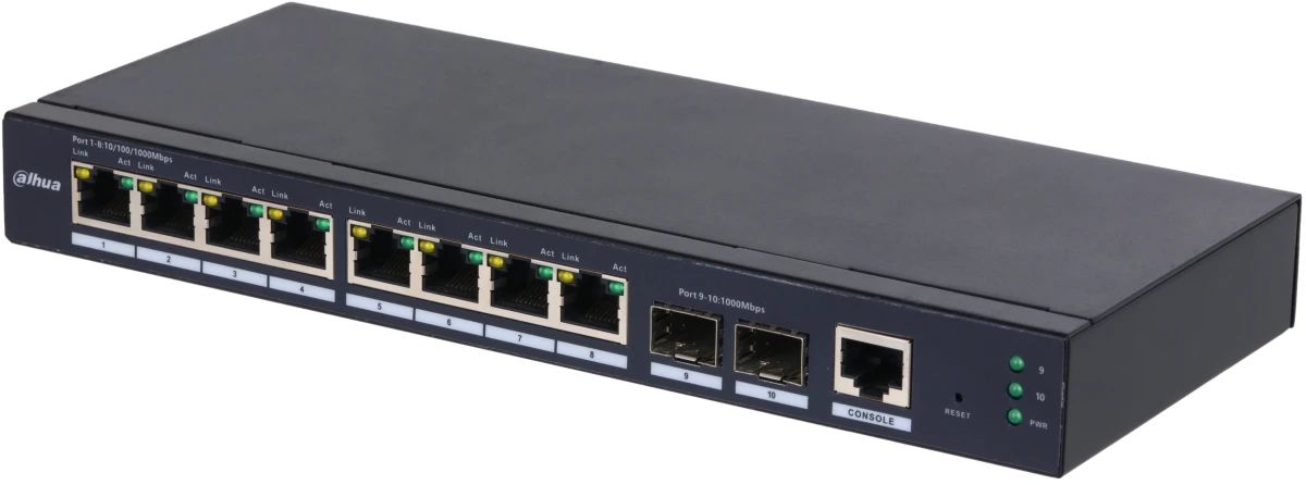 картинка Switch 8-port Dahua DH-SG4010-2F, 8x1 Гбит с + 2x1 Гбит/ с SFP, управляемый от магазина КомпьютерЦентр