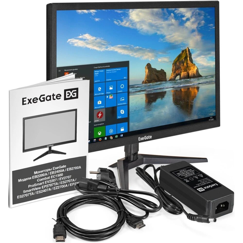 картинка Монитор 21.5'' ExeGate EX297376RUS EV2200A VA 1920x1080, 75Гц, 16:9, 200cd/ m, 5ms, HDMI, VGA, черный от магазина КомпьютерЦентр