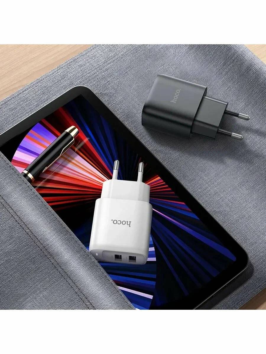 картинка СЗУ HOCO C141A Smart dual-port charger white от магазина КомпьютерЦентр