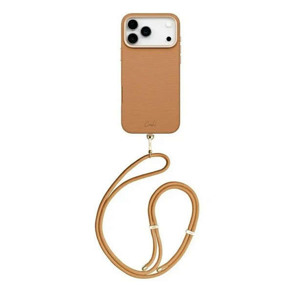 картинка Чехол со шнурком Uniq COEHL MIRELLE (MagSafe) для iPhone 17 Pro 6.3'', цвет коричневый орех (PECAN BROWN) (IP6.3P(2025)-MIRMPBWN) от магазина КомпьютерЦентр