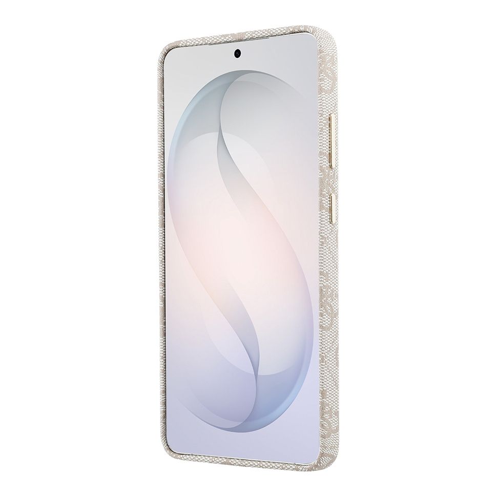 картинка Чехол Guess для Galaxy S26 Ultra PU 4G Triangle Diamond metal logo Gold camera Hard Pink (MagSafe) от магазина КомпьютерЦентр