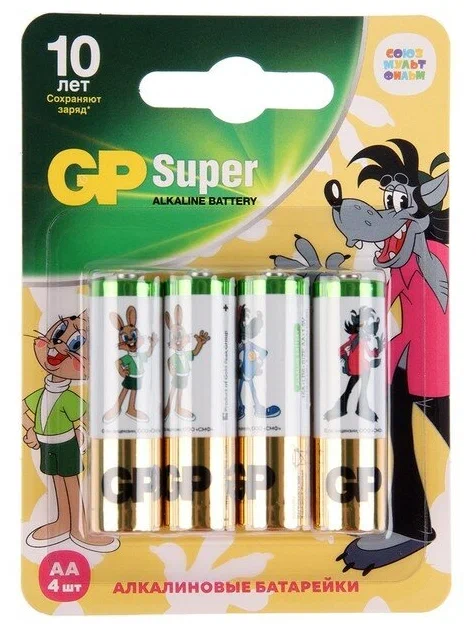 картинка Батарейки GP Super Alkaline 15А АA (4 шт) в блистере промо Союз мультфильм (4610116217559) от магазина КомпьютерЦентр