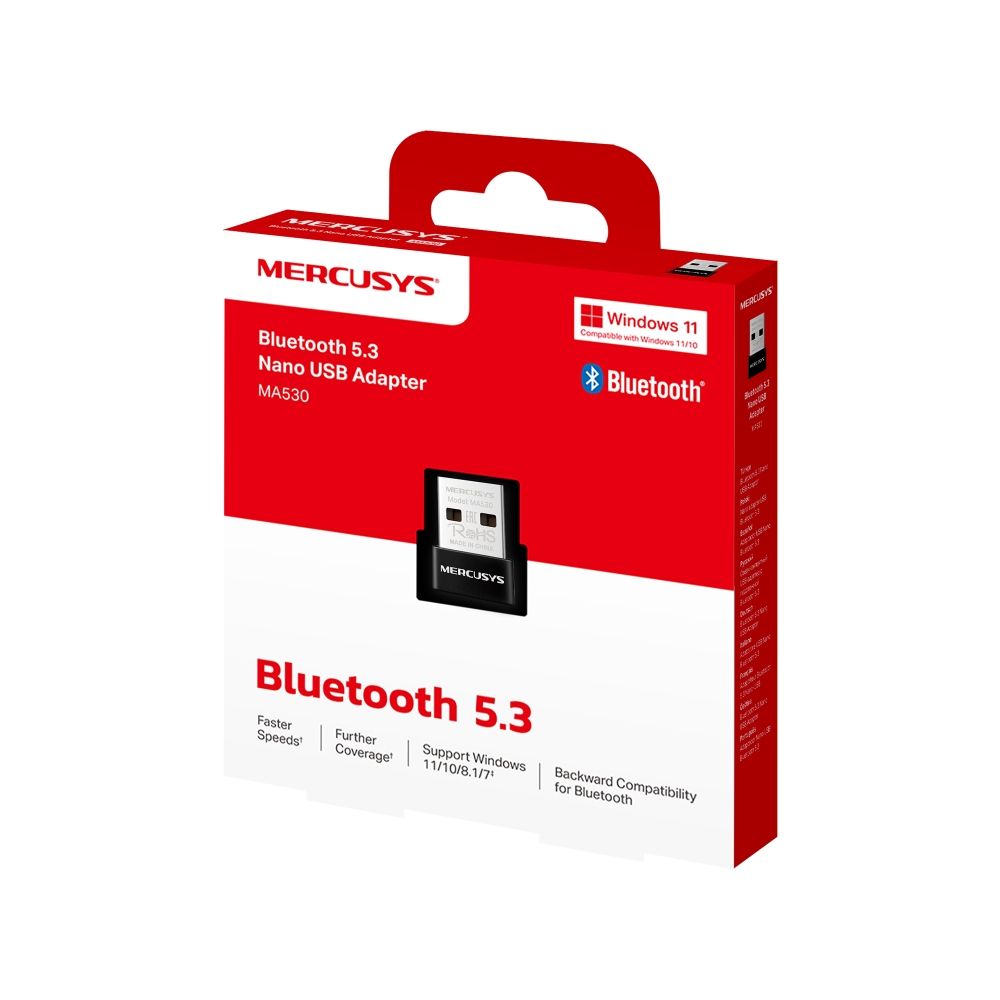 картинка Bluetooth адаптер Mercusys MA530 Nano v5.3 USB Black от магазина КомпьютерЦентр