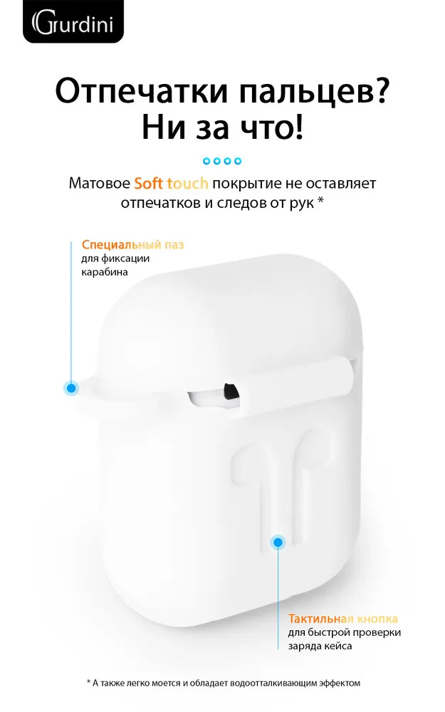картинка Чехол Gurdini Soft Touch для Apple Airpods/ Airpods 2 White от магазина КомпьютерЦентр