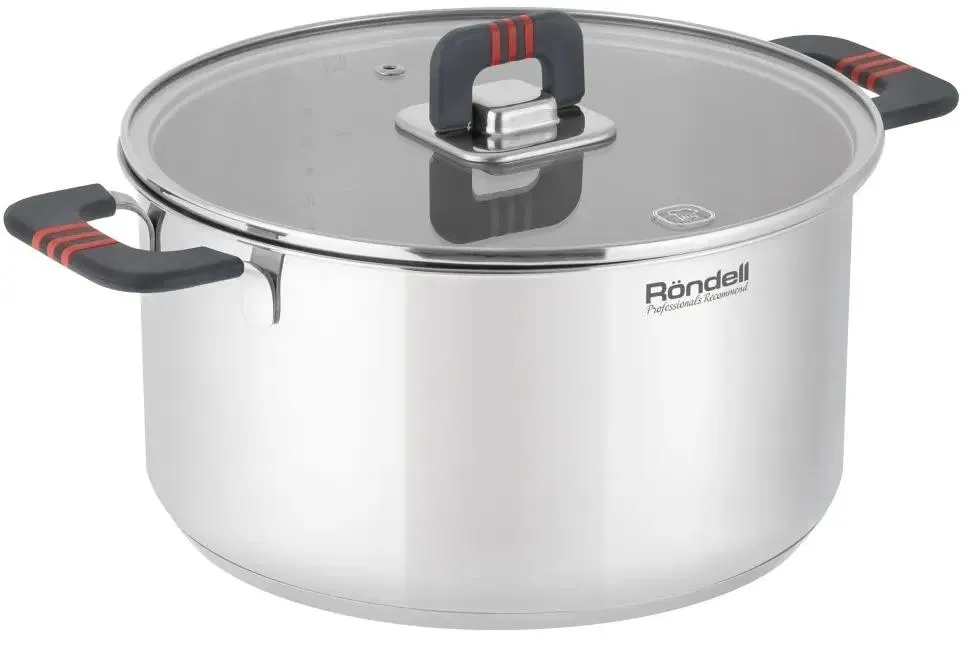 картинка Кастрюля Rondell Stripes RDS-1638 5.2л. d=24см (с крышкой) стальной от магазина КомпьютерЦентр