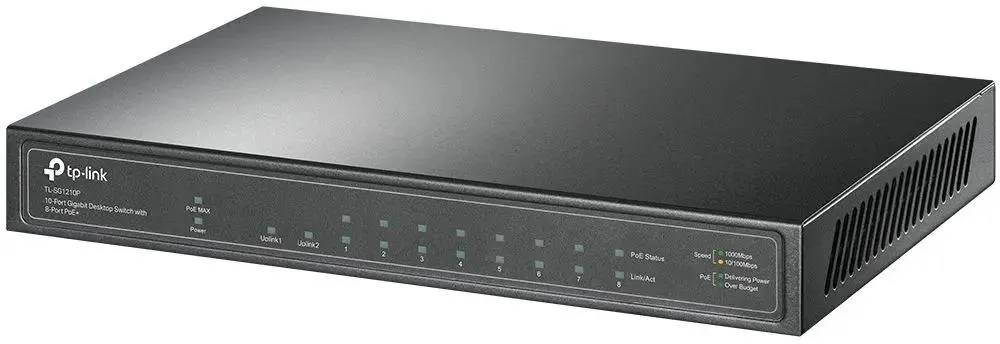 картинка Switch 8-port TP-Link TL-SG1210P (L2) 9x1Гбит/ с 1SFP 8PoE+ 63W неуправляемый от магазина КомпьютерЦентр