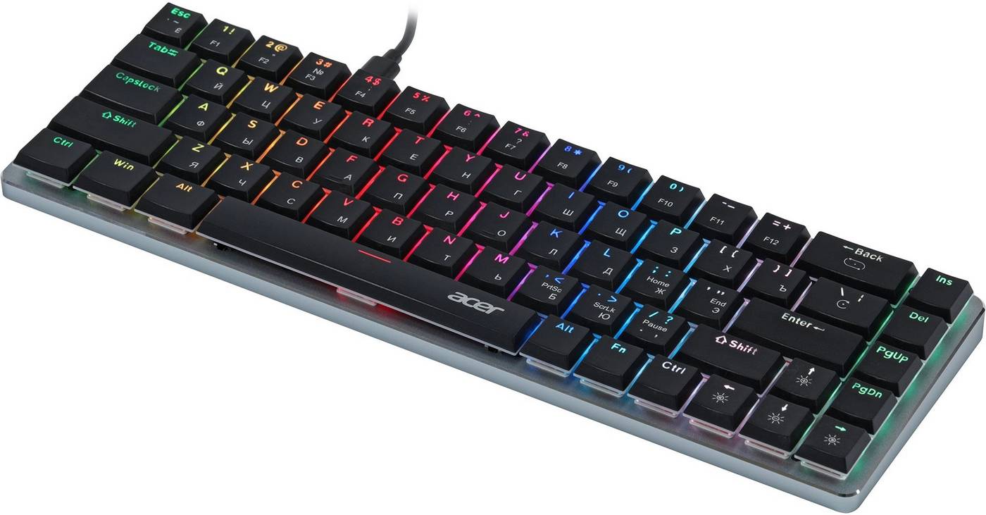 картинка Клавиатура Acer OKW302 механическая серебристый USB Multimedia for gamer для ноутбука LED (ZL.KBDCC.01C) от магазина КомпьютерЦентр