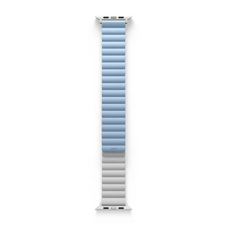 картинка Ремень силиконовый Uniq REVIX для Apple Watch 49/ 45/ 44/ 42, цвет белый/ голубой (WHITE/ BLUE) от магазина КомпьютерЦентр