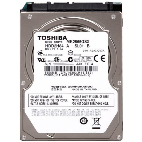 картинка Жесткий диск Toshiba 250Gb 8Mb 5400rpm 2.5″ (MK2565GSX) от магазина КомпьютерЦентр
