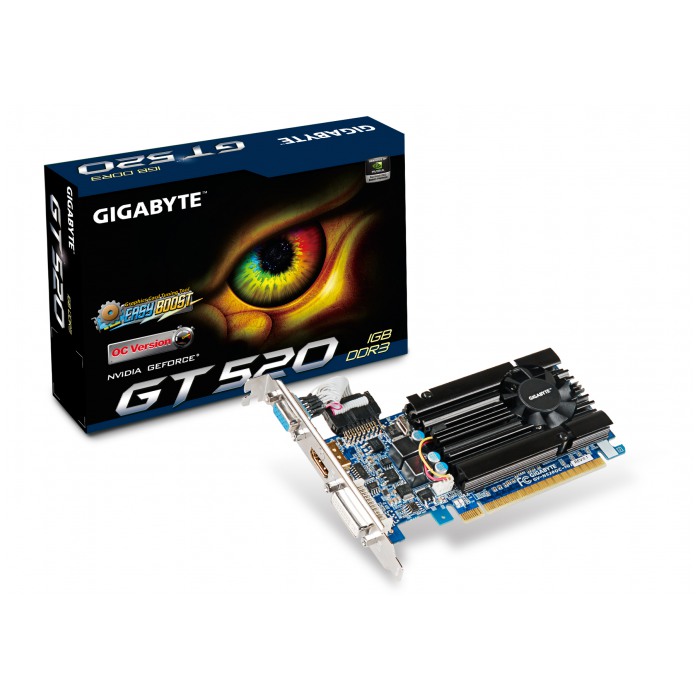 картинка Видеокарта Gigabyte GeForce GT520 1Gb 64bit DDR3 OverClock (GV-N520OC-1GI) от магазина КомпьютерЦентр