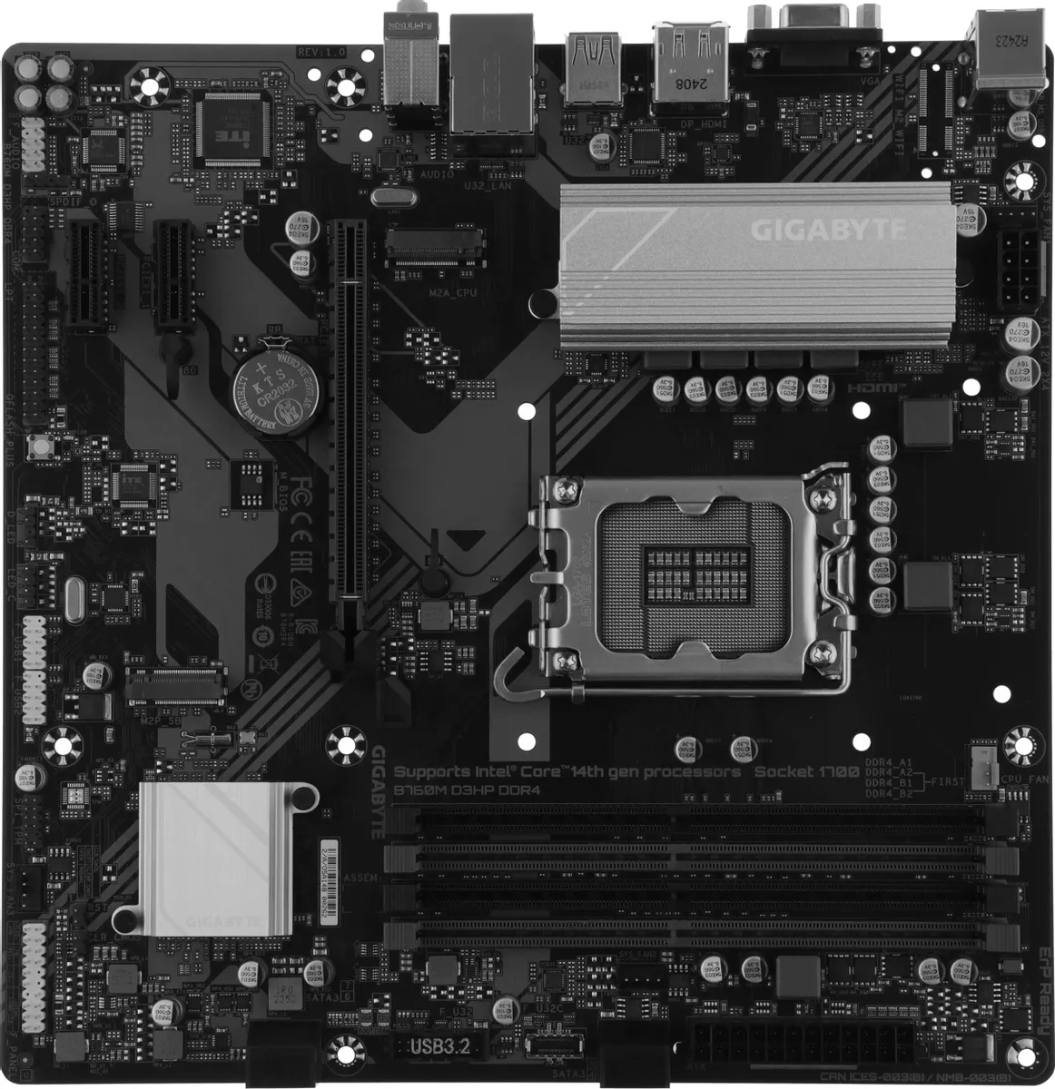 картинка Материнская плата Gigabyte B760M D3HP DDR4 Soc-1700, Intel B760, 4xDDR4 mATX, Ret от магазина КомпьютерЦентр