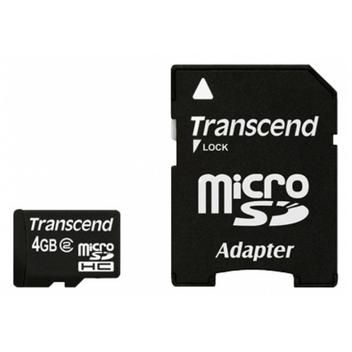 картинка Карта памяти Transcend 4Gb microSDHC Class 2 SD adapter (TS4GUSDHC2) от магазина КомпьютерЦентр