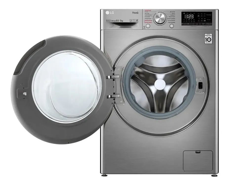 картинка Стирально-сушильная машина LG F2V5GG2S фронтальная, стирка 8.5 кг, сушка 5 кг, пар, 60 см x 85 см x 47.5 см серый, черный, дисплей от магазина КомпьютерЦентр