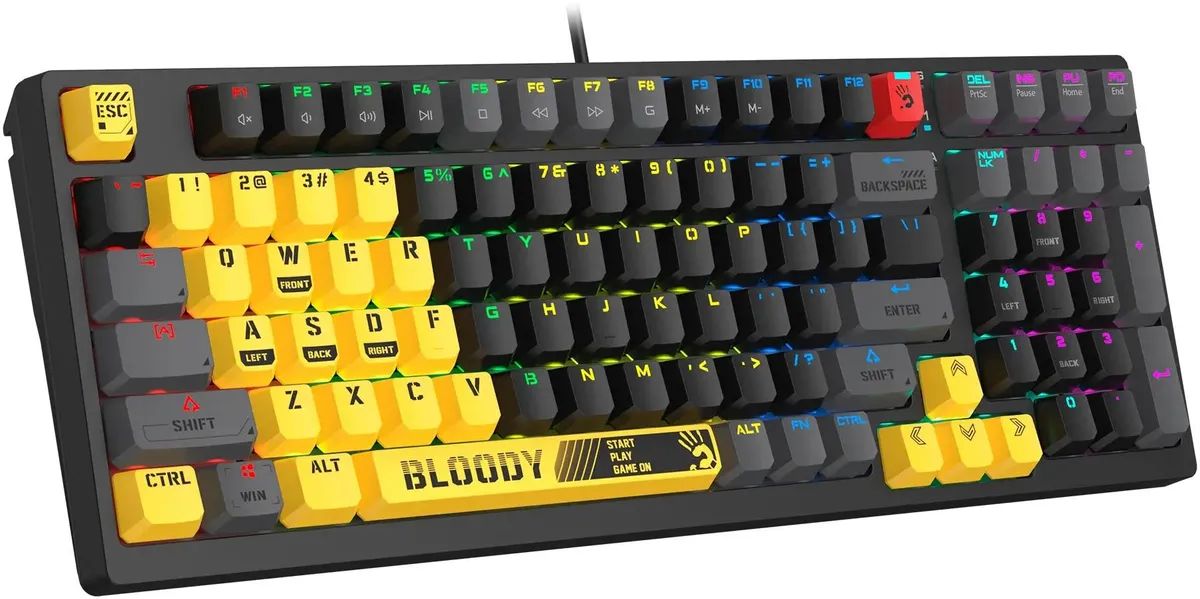 картинка Клавиатура A4Tech Bloody S98 механическая Sports Lime BLMS Plus проводная USB желтый/ серый (S98 SPORTS LIME BLMS RED PLUS) от магазина КомпьютерЦентр