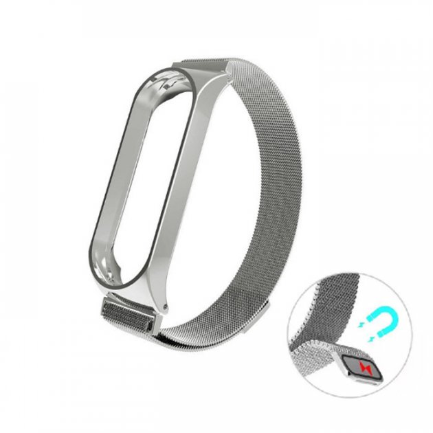 картинка Ремешок Xiaomi Mi Band 5 ''Mi Fit'' Milanese Silver от магазина КомпьютерЦентр