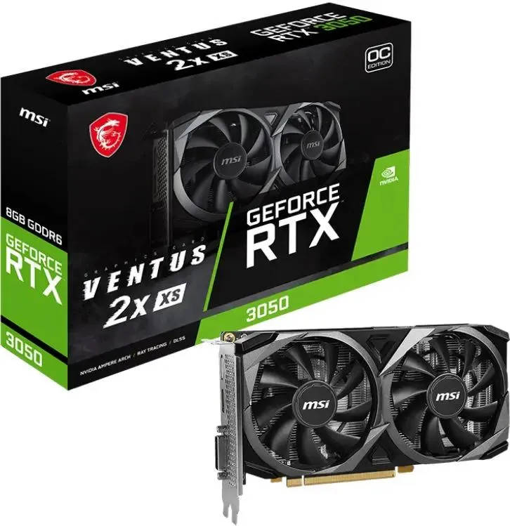 картинка Видеокарта 8Gb GDDR6 GeForce RTX 3050 MSI Ventus 2X XS 8G OC (RTX 3050 VENTUS 2X XS 8G OC) от магазина КомпьютерЦентр
