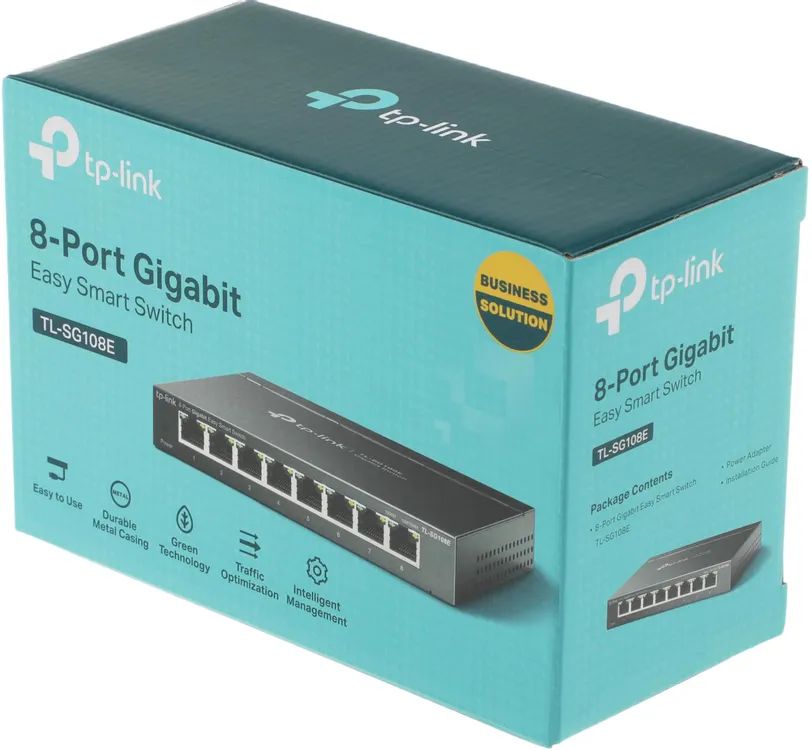 картинка Switch 8-port TP-Link SMB TL-SG108E 8 LAN 10/ 100/ 1000 Mb, Unmanaged от магазина КомпьютерЦентр