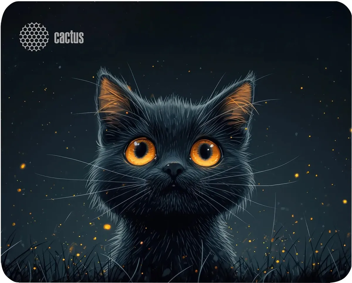 картинка Коврик для мышки Cactus Black Cat 250x200x3мм (CS-MPC-D09S) от магазина КомпьютерЦентр