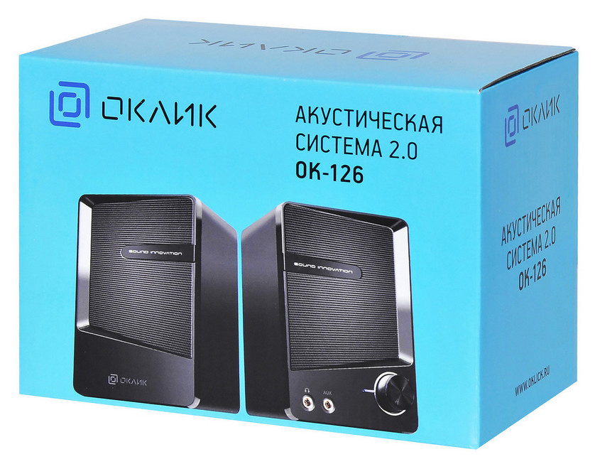 картинка Акустика Oklick OK-126 2.0 6Вт Black от магазина КомпьютерЦентр